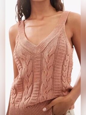Banana Republic Cable Knit Tank Sweater Coastal Grandmother Preppy M NWT